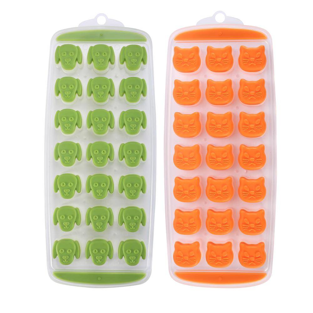 Cute Cat & Dog Silicone Ice Cube Trays with Lid