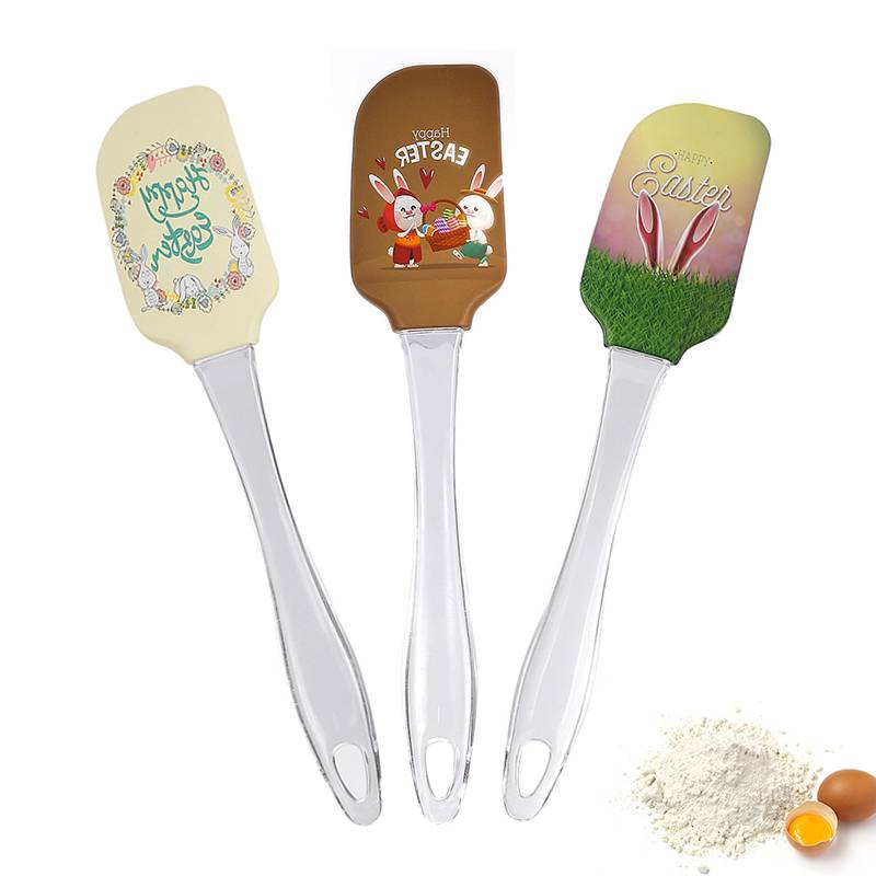 Food Grade Flexible Baking Scraper with Transparent Handle for Cake