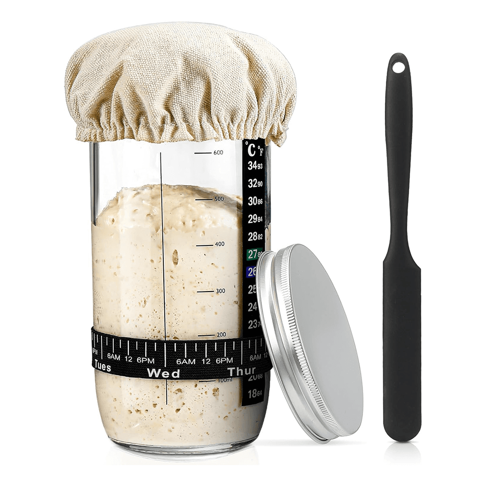 34oz Sourdough Starter Glass Jar Set All‑In‑One Sourdough Baking Essentials