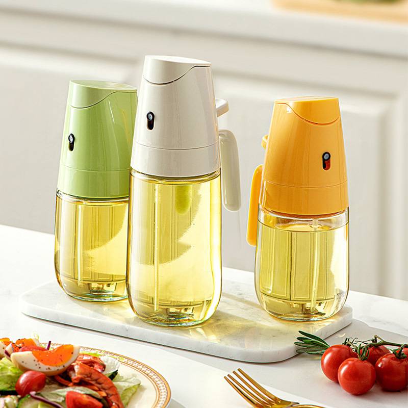 2‑in‑1 Oil Sprayer & Dispenser Bottle for Cooking, 300ml Glass Oil Dispenser Bottle