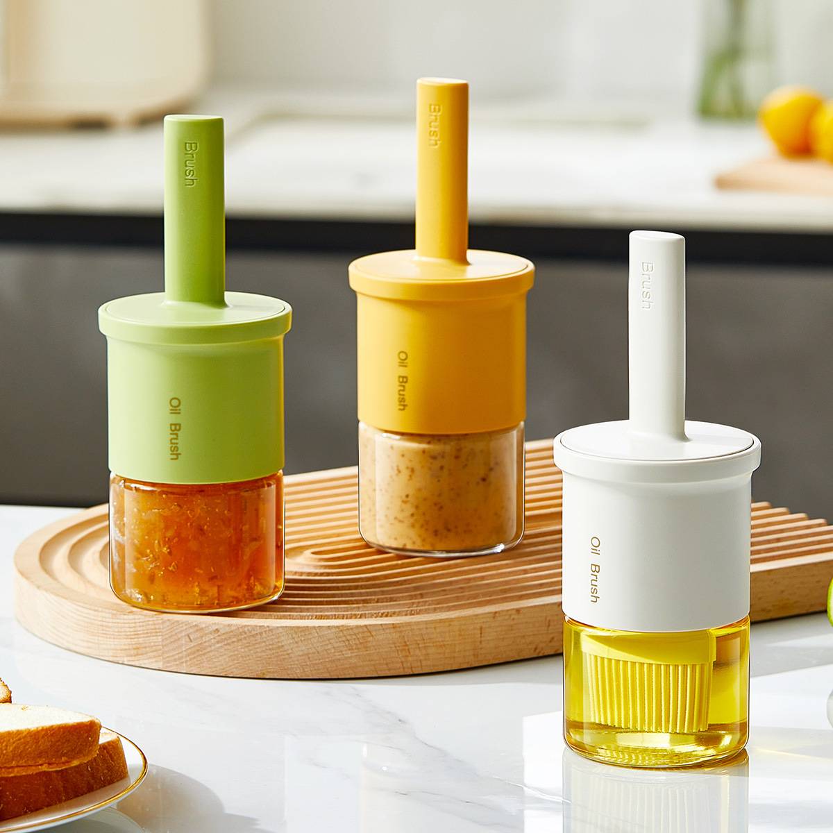 2‑in‑1 Glass Oil Container and Silicone Brush for Cooking